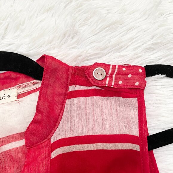 Women Rewind Retro Striped Polka Dot Belted Sleeveless Dress in Red Size Small - Picture 10 of 10